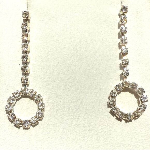 Sparkly Rhinestone Drop Circle Earrings – Elegant Statement Jewelry - Picture 8 of 17